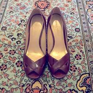 Banana Republic Red Patent Peep Toe Heels